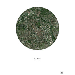 Nancy Satellite View Poster 2.5km Color | Gravura – Light backgr