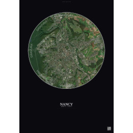 Affiche Nancy – Poster vue satellite 6km Couleur | Gravura – Fon