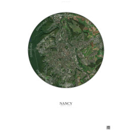 Affiche Nancy – Poster vue satellite 6km Couleur | Gravura – Fon