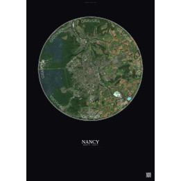 Affiche Nancy – Poster vue satellite 10km Couleur | Gravura – Fo