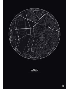 Affiche Cairo – Poster carte de ville 2.5km | Gravura – Fond foncé