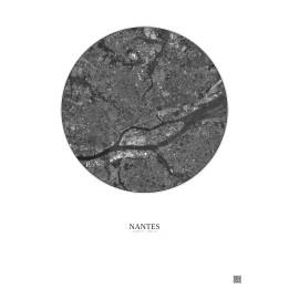Nantes Satellite View Poster 5km B&W | Gravura – Light backgroun