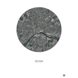 Nevers Satellite View Poster 2.5km Color | Gravura – Light backg
