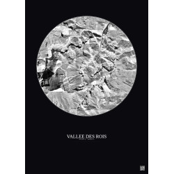 Affiche Vallee Des Rois – Poster vue satellite 1km N&B | Gravura – Fond foncé