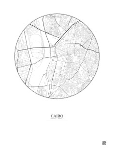 Affiche Cairo – Poster carte de ville 2.5km | Gravura – Fond clair