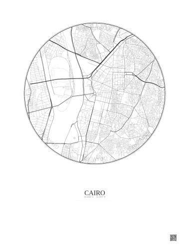 Cairo City Map Poster 2.5km | Gravura – Light background