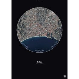 Nice Satellite View Poster 2.5km Color | Gravura – Dark backgrou