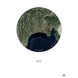 Nice Satellite View Poster 6km Color | Gravura – Light backgroun