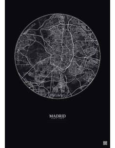 Affiche Madrid – Poster carte de ville 10km | Gravura – Fond foncé