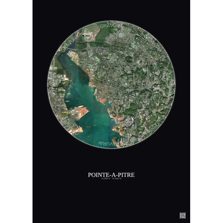 Affiche Pointe A Pitre – Poster vue satellite 2.5km Couleur | Gr
