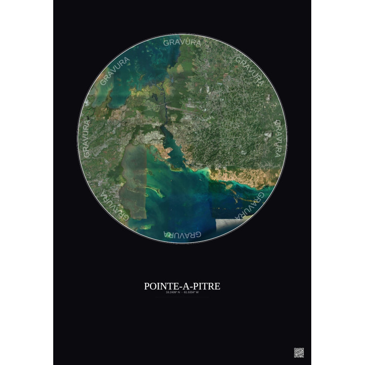 Affiche Pointe A Pitre – Poster vue satellite 10km Couleur | Gra