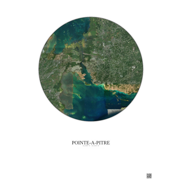 Affiche Pointe A Pitre – Poster vue satellite 10km Couleur | Gra