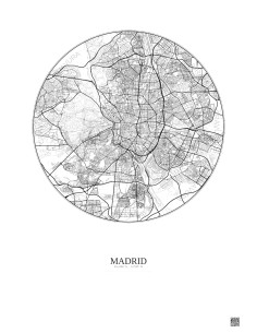 Affiche Madrid – Poster carte de ville 10km | Gravura – Fond clair