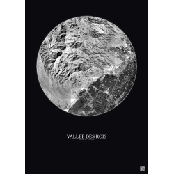 Affiche Vallee Des Rois – Poster vue satellite 5km N&B | Gravura – Fond foncé