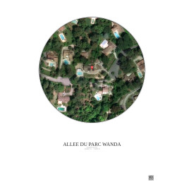 Affiche Roquefort Les Pins – Poster vue satellite 0.1km Couleur 