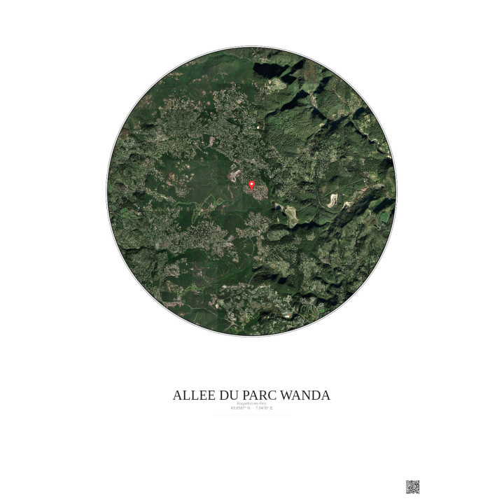 Affiche Roquefort Les Pins – Poster vue satellite 5km Couleur | 