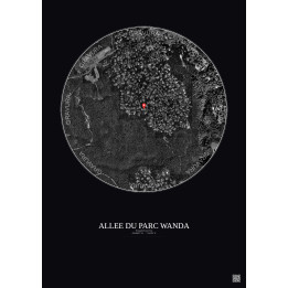 Affiche Roquefort Les Pins – Poster vue satellite 1km N&B | Grav