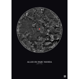 Affiche Roquefort Les Pins – Poster vue satellite 2.5km N&B | Gr