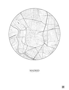 Affiche Madrid – Poster carte de ville 2.5km | Gravura – Fond clair