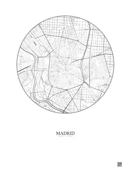 Madrid City Map Poster 2.5km | Gravura – Light background