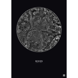Affiche Rouen – Poster vue satellite 10km N&B | Gravura – Fond f