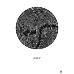 Affiche London – Poster vue satellite 2.5km N&B | Gravura – Fond