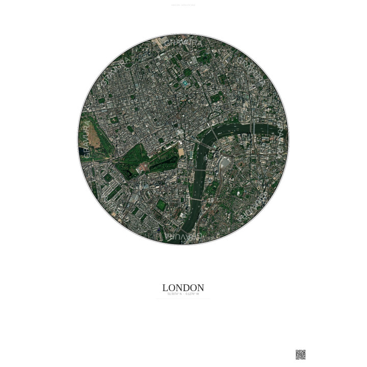 Affiche London – Poster vue satellite 2.5km Couleur | Gravura – 