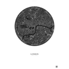 Affiche London – Poster vue satellite 6km N&B | Gravura – Fond c