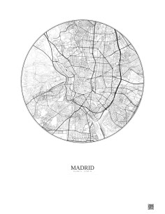 Affiche Madrid – Poster carte de ville 6km | Gravura – Fond clair
