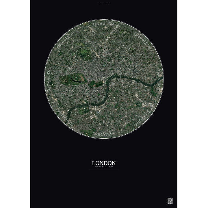 Affiche London – Poster vue satellite 6km Couleur | Gravura – Fo