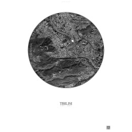 Affiche Tbilisi – Poster vue satellite 2.5km N&B | Gravura – Fon