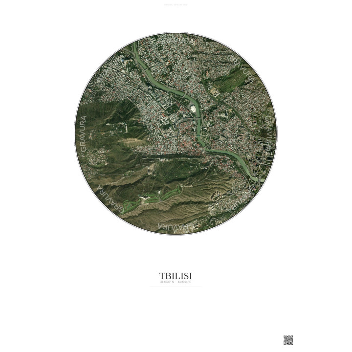 Affiche Tbilisi – Poster vue satellite 2.5km Couleur | Gravura –