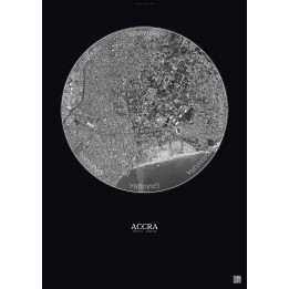 Affiche Accra – Poster vue satellite 2.5km N&B | Gravura – Fond 