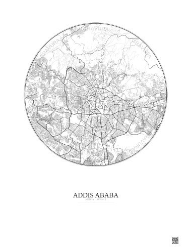 Addis Ababa City Map Poster 10km | Gravura – Light background