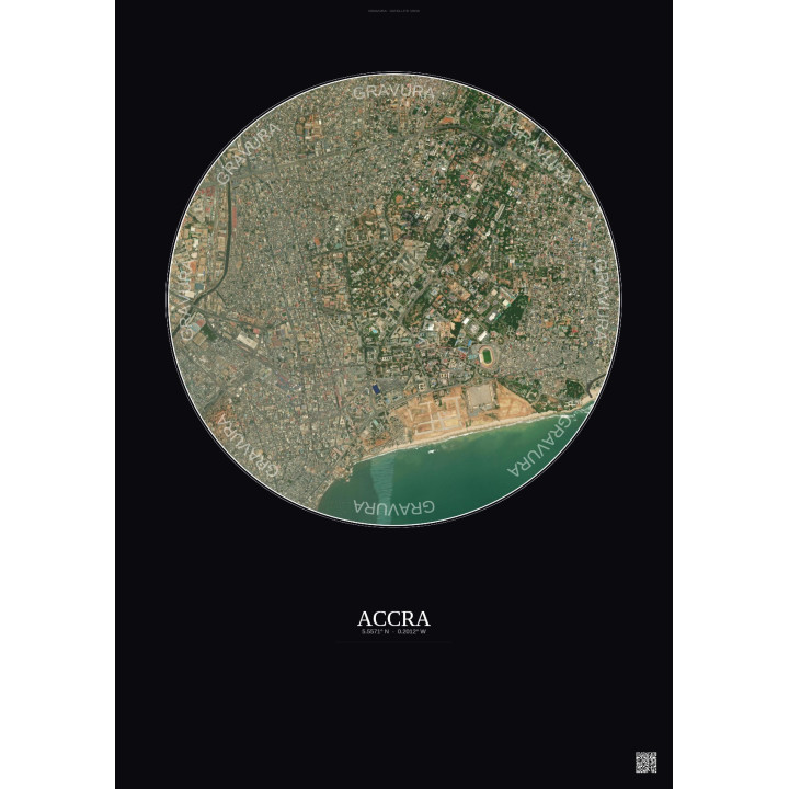 Affiche Accra – Poster vue satellite 2.5km Couleur | Gravura – F
