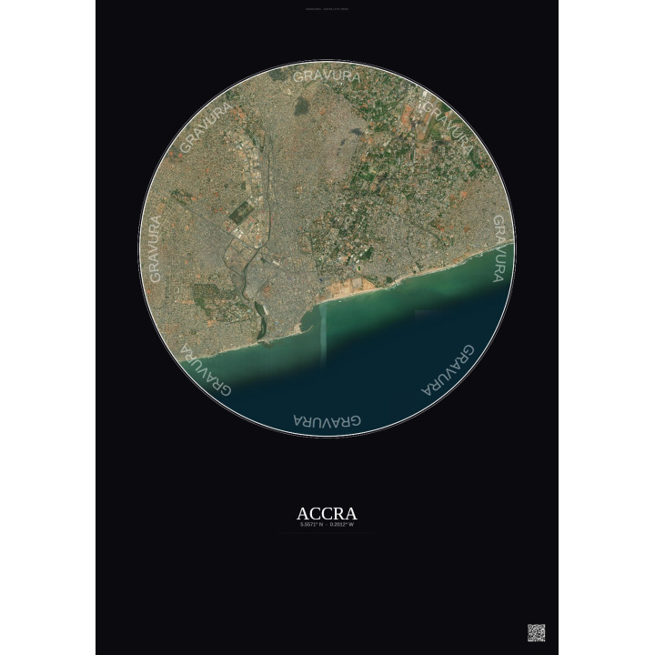 Affiche Accra – Poster vue satellite 6km Couleur | Gravura – Fon