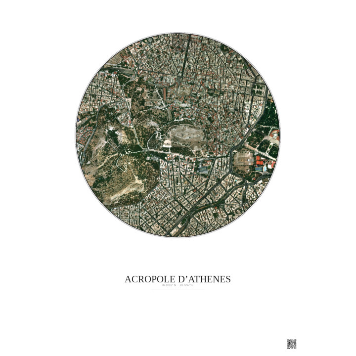 Affiche Acropole Dathenes – Poster vue satellite 1km Couleur | G