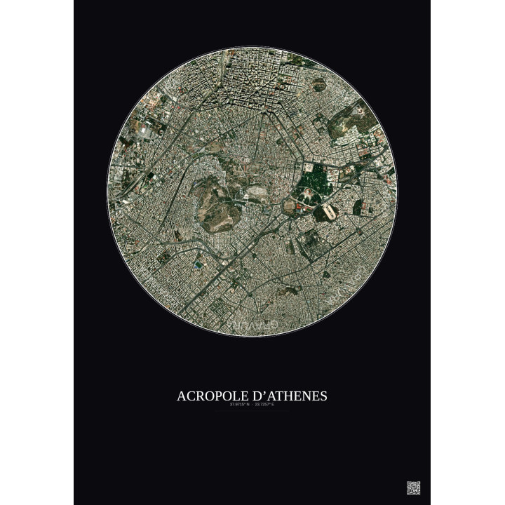 Affiche Acropole Dathenes – Poster vue satellite 2.5km Couleur |
