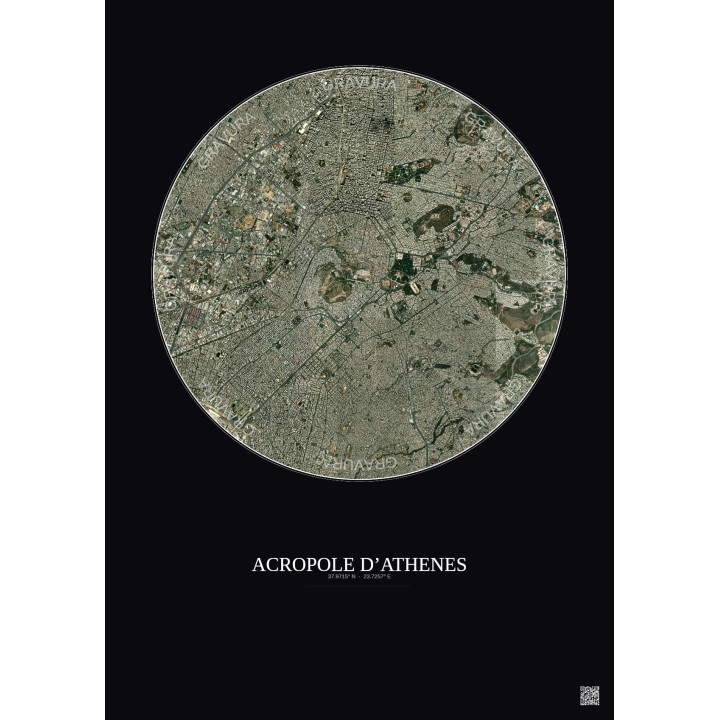 Affiche Acropole Dathenes – Poster vue satellite 5km Couleur | G