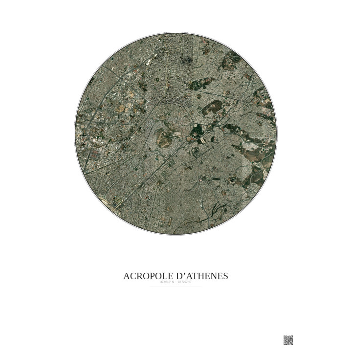 Affiche Acropole Dathenes – Poster vue satellite 5km Couleur | G
