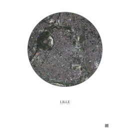 Affiche Lille – Poster vue satellite 2.5km Couleur | Gravura – Fond clair