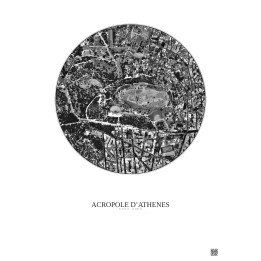 Affiche Acropole Dathenes – Poster vue satellite 0.5km N&B | Gra