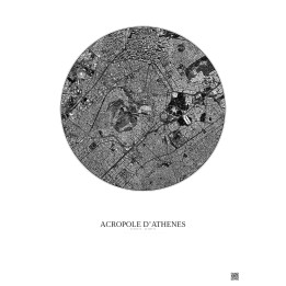 Affiche Acropole Dathenes – Poster vue satellite 2.5km N&B | Gra