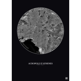 Affiche Acropole Dathenes – Poster vue satellite 10km N&B | Grav