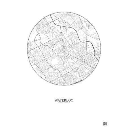 Affiche Waterloo – Poster carte de ville 5km | Gravura – Fond clair
