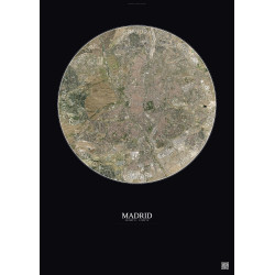 Affiche Madrid – Poster vue satellite 10km Couleur | Gravura – Fond foncé