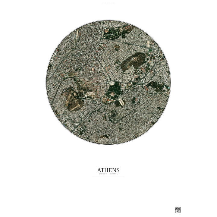 Affiche Athens – Poster vue satellite 2.5km Couleur | Gravura – 