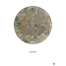 Affiche Madrid – Poster vue satellite 10km Couleur | Gravura – Fond clair