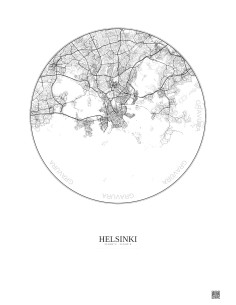 Affiche Helsinki – Poster carte de ville 10km | Gravura – Fond clair