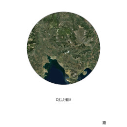 Affiche Delphes – Poster vue satellite 20km Couleur | Gravura – 